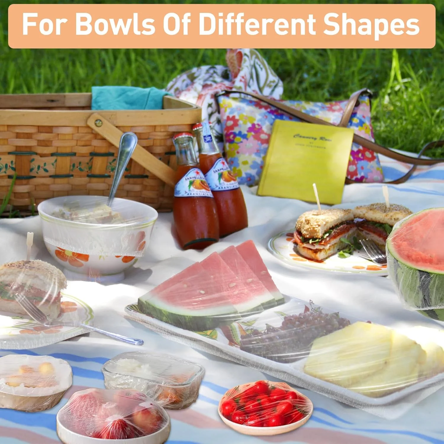ChrumpTon 300Pcs Plastic Bowl Covers, Disposable Elastic Stretch Food Covers, Two Sizes, Fits Bowls up to 8" & 13", Food Storage, Bread Proofing, Kitchen and Outdoor Use