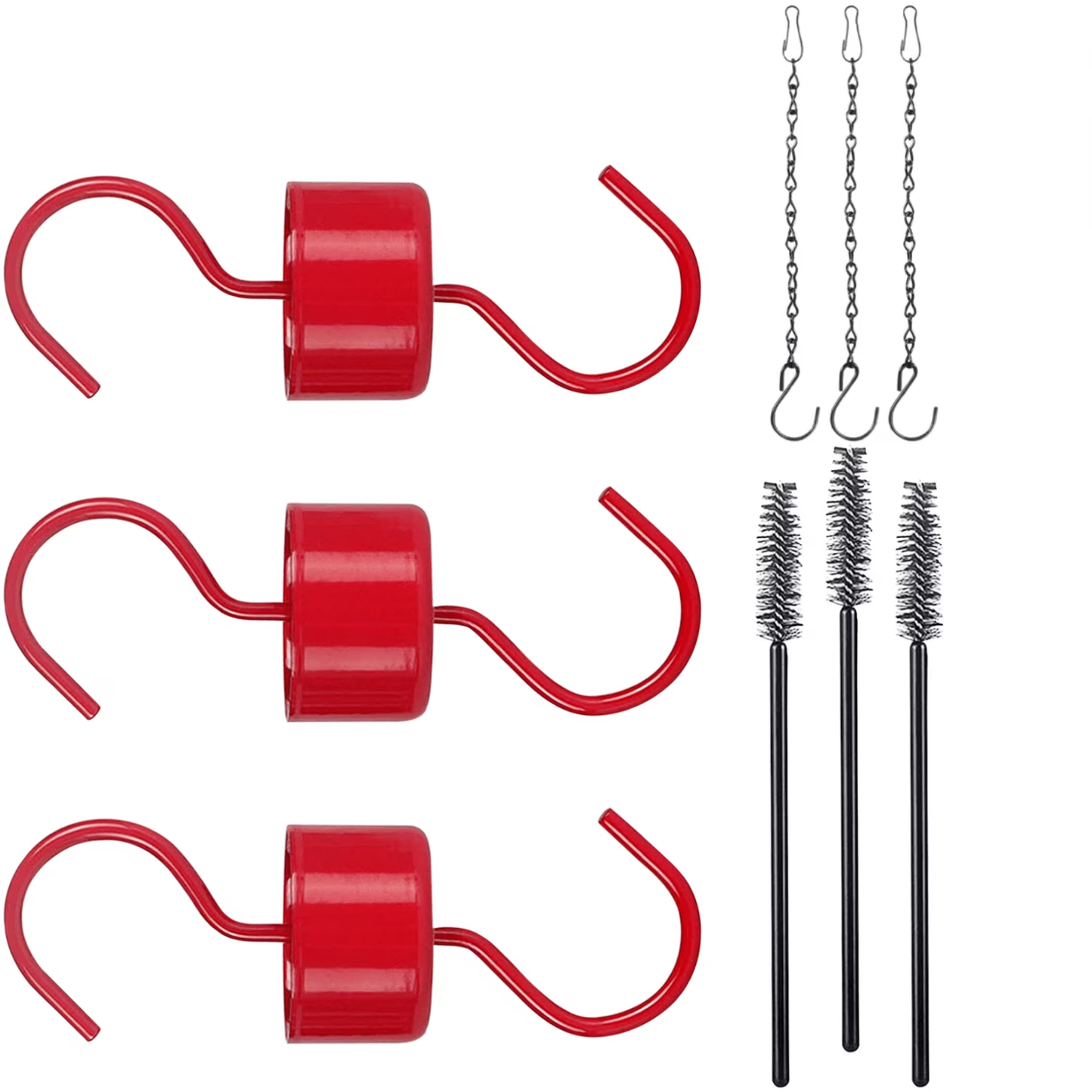6 pack Ant Moat for Hummingbird Feeders,Red Hummingbird Feeder Ant Guards,Ant Guard Metal Materials,Ant Mote for Hummingbird Feeder with Hanging Chain and Cleaning Brush