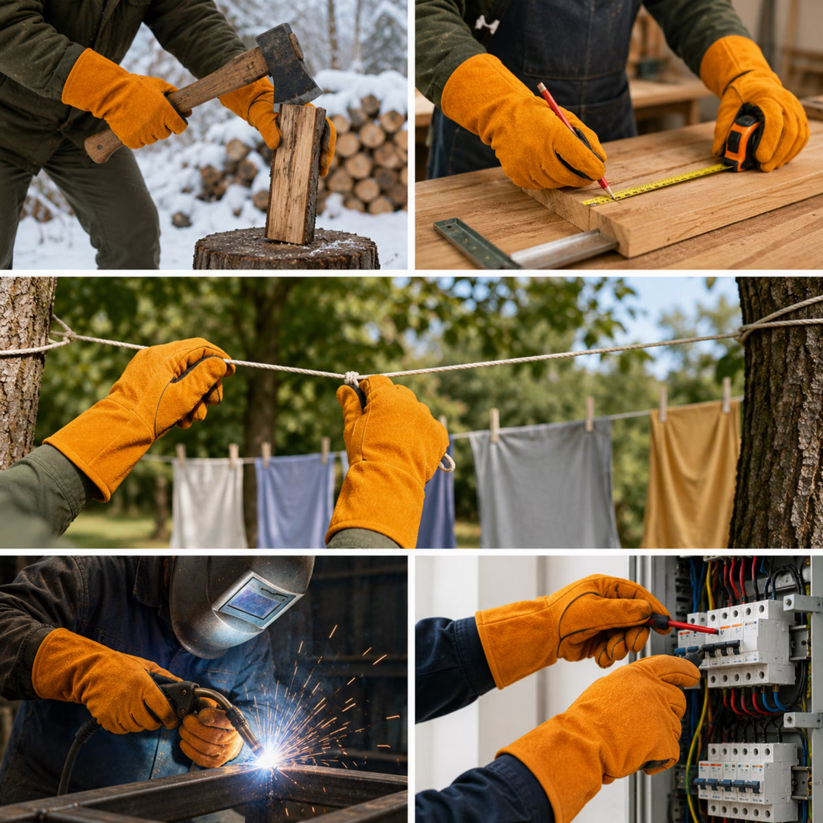 ChrumpTon Welding Gloves Heat Resistant, Leather Fireplace Gloves for Wood Stove & Welding, Long Sleeve Heat Resistant Gloves with Soft Lining, Orange