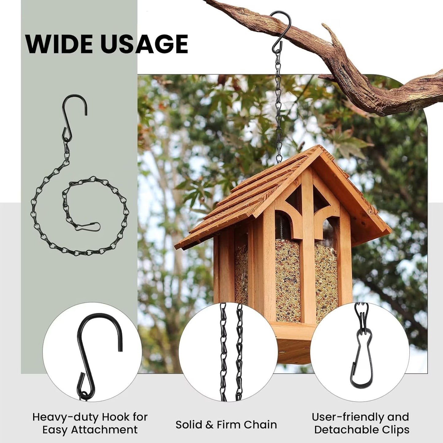 3-Pack Ant Moat for Hummingbird Feeders, Red Hummingbird Feeder Ant Guard, RustProof S Hooks with Cleaning Brushes and Hanging Chain for Bird Feeders
