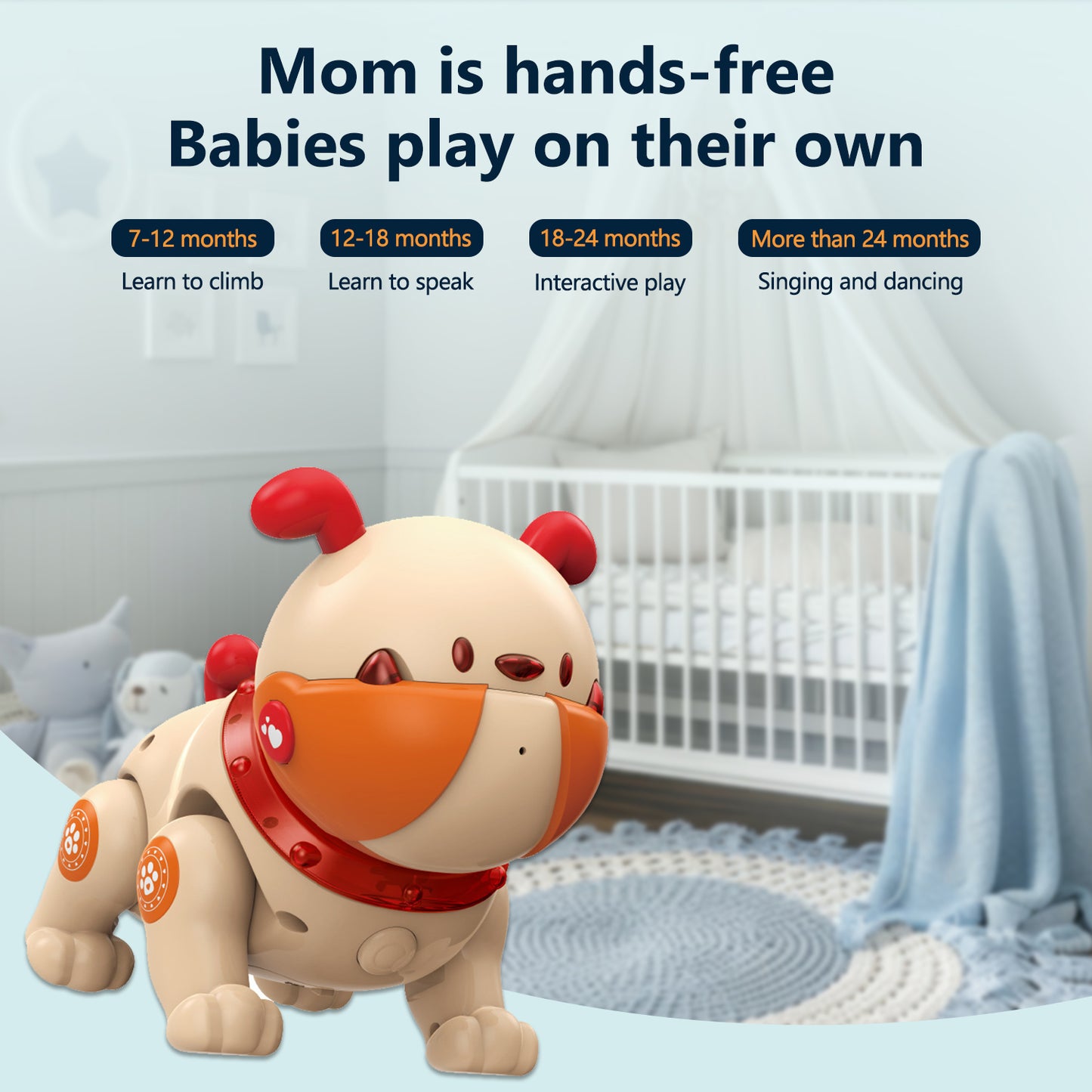 Remote Control Robot Dog Toy, Smart Interactive Robotic Pets, RC Robot Toys Dog Pit Bull ,Music Dancing Handstand Push-up Follow Functions for Kids Boys Girls