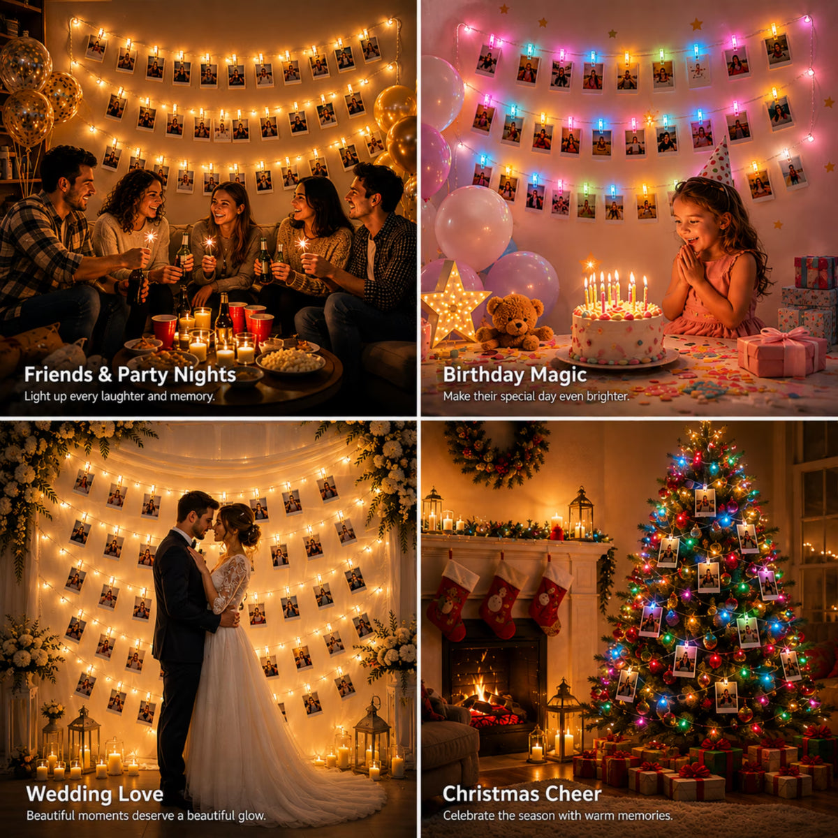 100 LED Photo Clip String Lights, 33FT Fairy Lights for Pictures, USB Photo Hanging Lights with Remote & App Control, Waterproof Picture Lights with 100 Clips for Room Decor