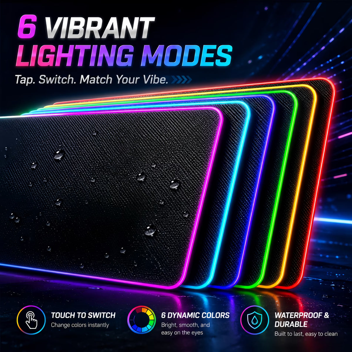 ChrumpTon RGB Gaming Mouse Pad with Wireless Charging 15W,Large Laptop LED Mouse Pad,6 Light Modes Keyboard Pad with Phone Holder & Non-Slip Rubber Base,Waterproof Mousepad