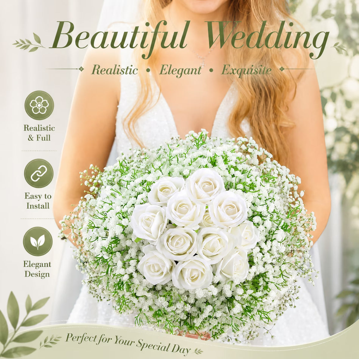 ChrumpTon 80 Pcs Baby's Breath Artificial Flowers, 11.8 Inch Real Touch Gypsophila Stems, Bulk Faux Flowers for Wedding Decor, Party Decorations, Home Centerpieces (Vase Not Included)