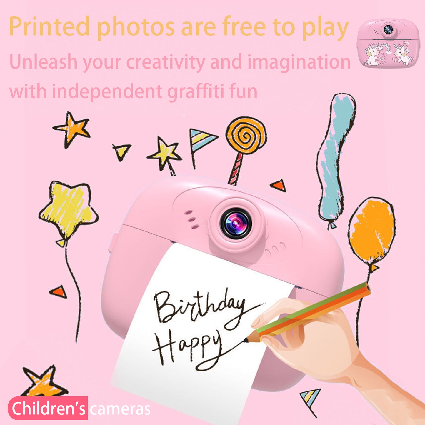 QINIUXO Instant Print Camera,HD Digital Camera,Pink Camera,Christmas Gift