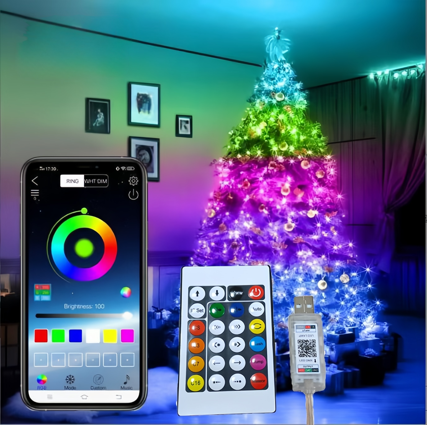 3 Pack Remote Fairy Lights,RGB Fairy String Lights,98.4 ft APP and Remote Control,USB IP65 Waterproof Color Changing Fairy Lights for Christmas Wedding Party