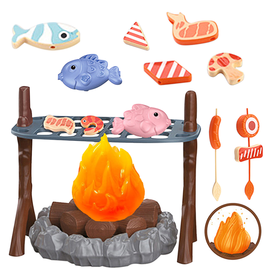 Kids Toy Campfire Set,Pretend Campfire Barbecue Camping Set,Fake Campfire with Lights and Sounds,Indoor Outdoor Camping Toys for Kids Age 3-8