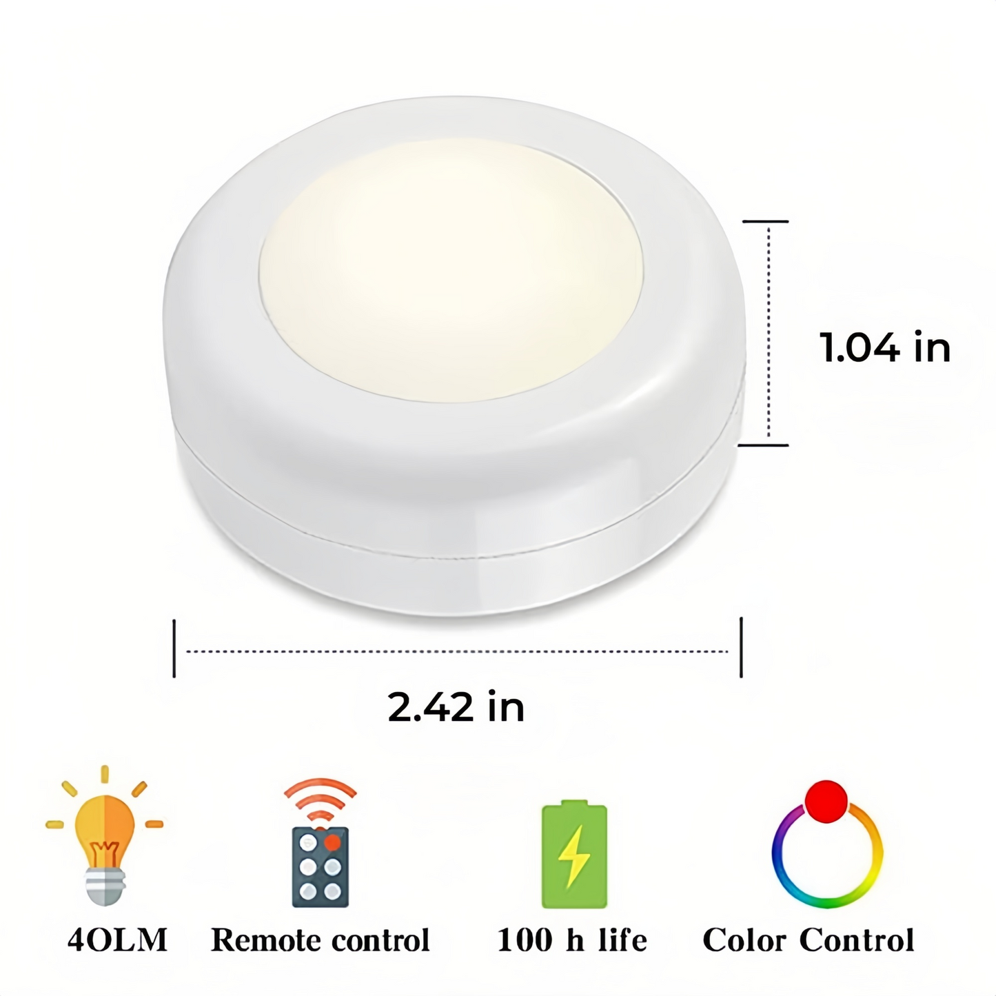 6 Pack Pastable Puck Lights,4 Dynamic Lighting 13 Colors LED Puck Lights,Remote Puck Lights,Under Cabinet Lights Puck Adjustable Brightness for Kitchen,1 LED Per Piece,2.44 in