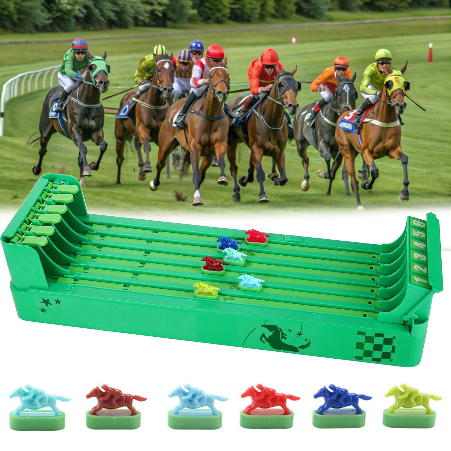 Desktop Horse Racing Game,Horse Racing Toys with 6 Horses,Table Games for Family Gatherings and Parties,A Holiday Gift for Kids or Adult