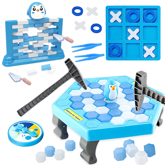 Kids Save Penguin Break Ice Game,Break Ice Game Toy for Adults,Family,Kids Ages 4-8,Penguin Game Set with Mini Penguin Brick Wall Game and Tic Tac Toe