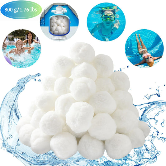 1.76 lbs Pool Filter Balls for Sand Filter, Reusable White Fiber Filter Media Balls, Replace Pool Filter Sand for Aquarium Tank, Pools Sand Filter Systems