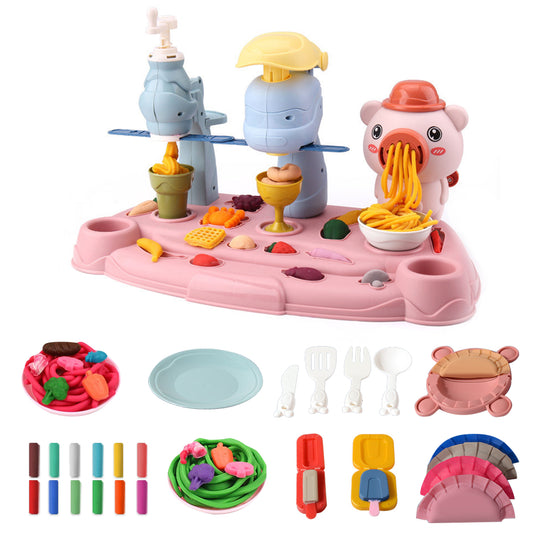 Playdough Sets,3 In 1 Noodle Maker Play Clay Sets 39 Pcs,Contains 12-pack of Dough,Multifunctional Noodle Machine Toy for Kids Ages 4-8,Birthday or Christmas Gifts