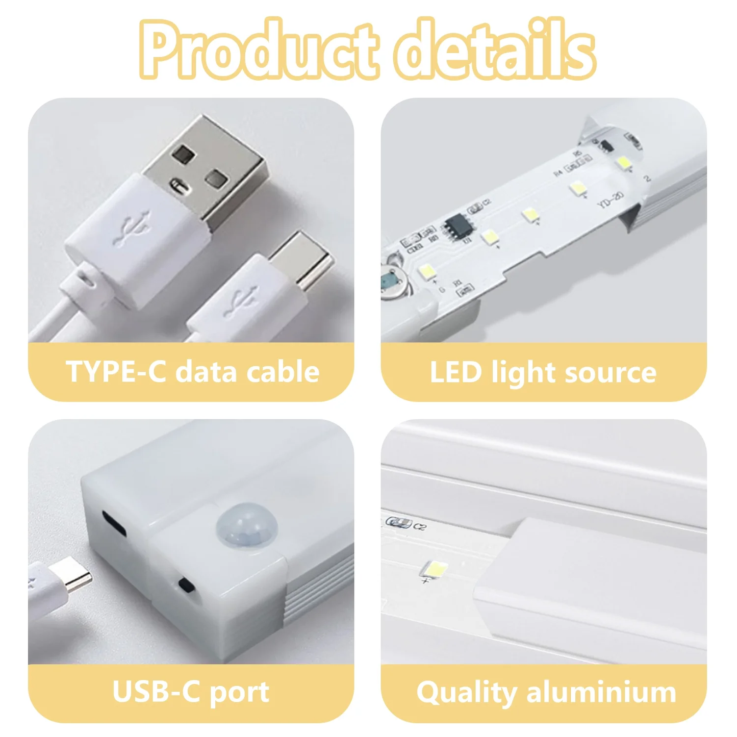 6 Pack LED Under Cabinet Lights,Motion Sensor Light Strip Adhesive Sheet,3 Modes Dimmable Closet Light,Counter Lights for Kitchen Stairs,White,11.81 x 0.78 in
