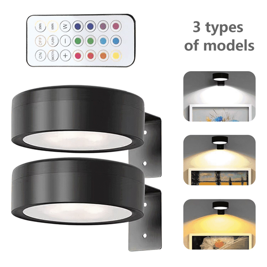 2 Pack Battery Operated Picture Light,3 Modes Picture Lights,Remote Dimmable and Timer,LED Painting Light for Pictures Photo Frame Portrait,6 LED Per Piece,4.72 in,Black