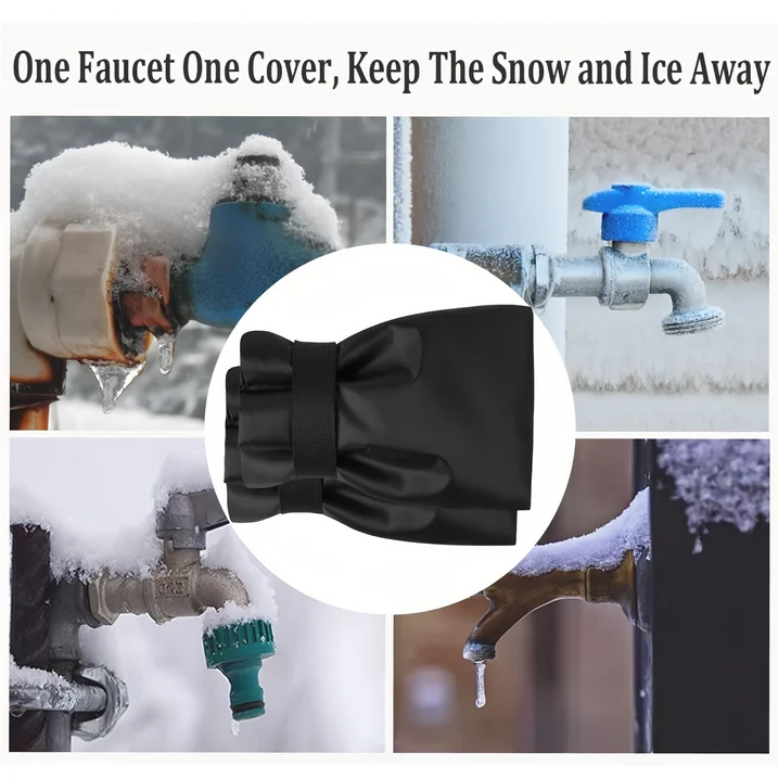 5 Pack Outdoor Faucet Covers for Winter,2 Sizes Reusable Hose Cover for Winter,Faucet Covers for Winter Freeze Protection,Black 9.9 x 7.1 in & 20.1 x 7.9 in