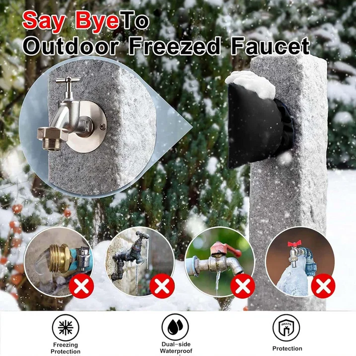 5 Pack Outdoor Faucet Covers for Winter,2 Sizes Reusable Hose Cover for Winter,Faucet Covers for Winter Freeze Protection,Black 9.9 x 7.1 in & 20.1 x 7.9 in