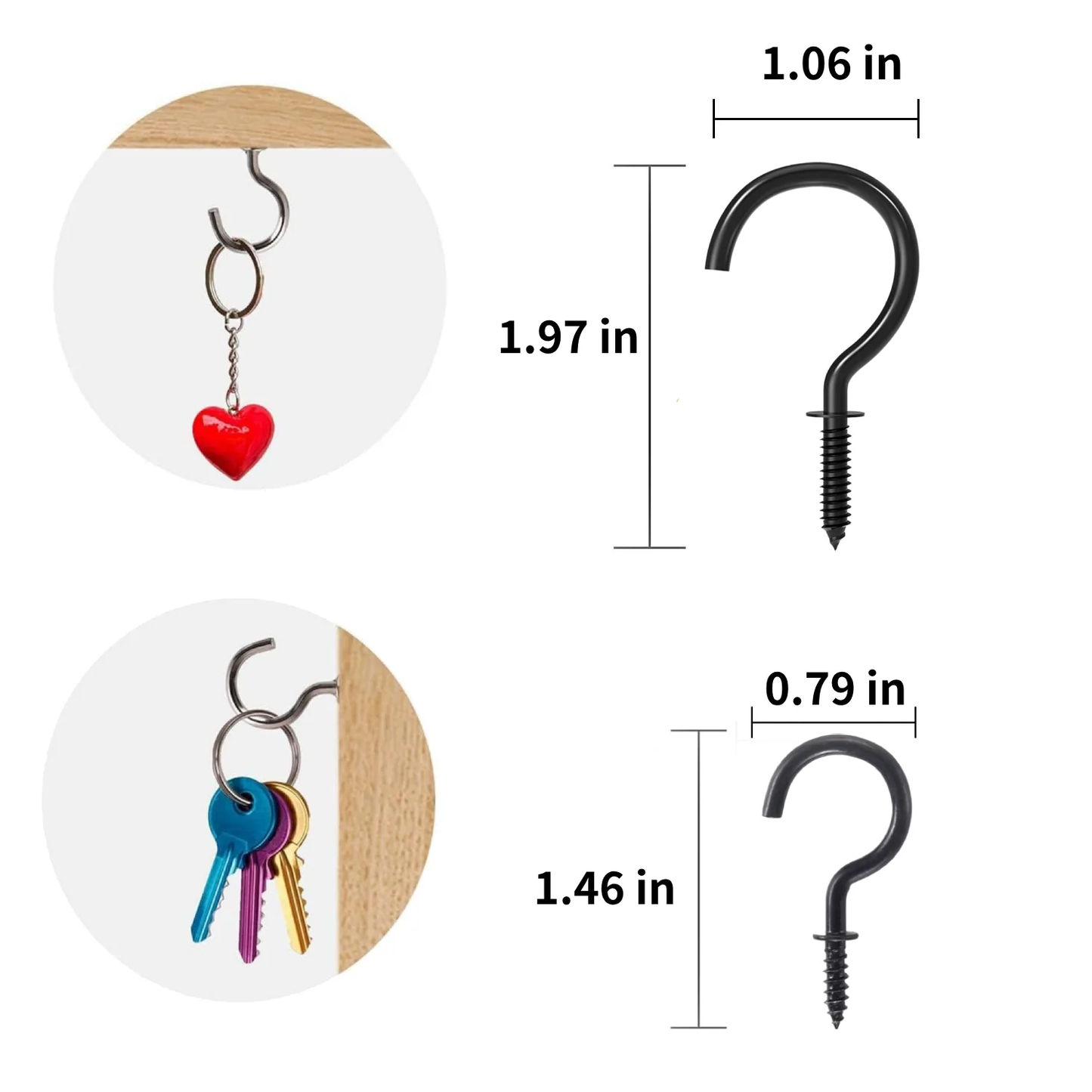 2 Sizes 150 Pcs Screw Hooks Kit,Ceiling Hooks,Hanger Hooks Outdoor Plant Hooks for Outdoor Ceiling Hooks for Hanging,Screw-in Cup Hooks Kit,Black