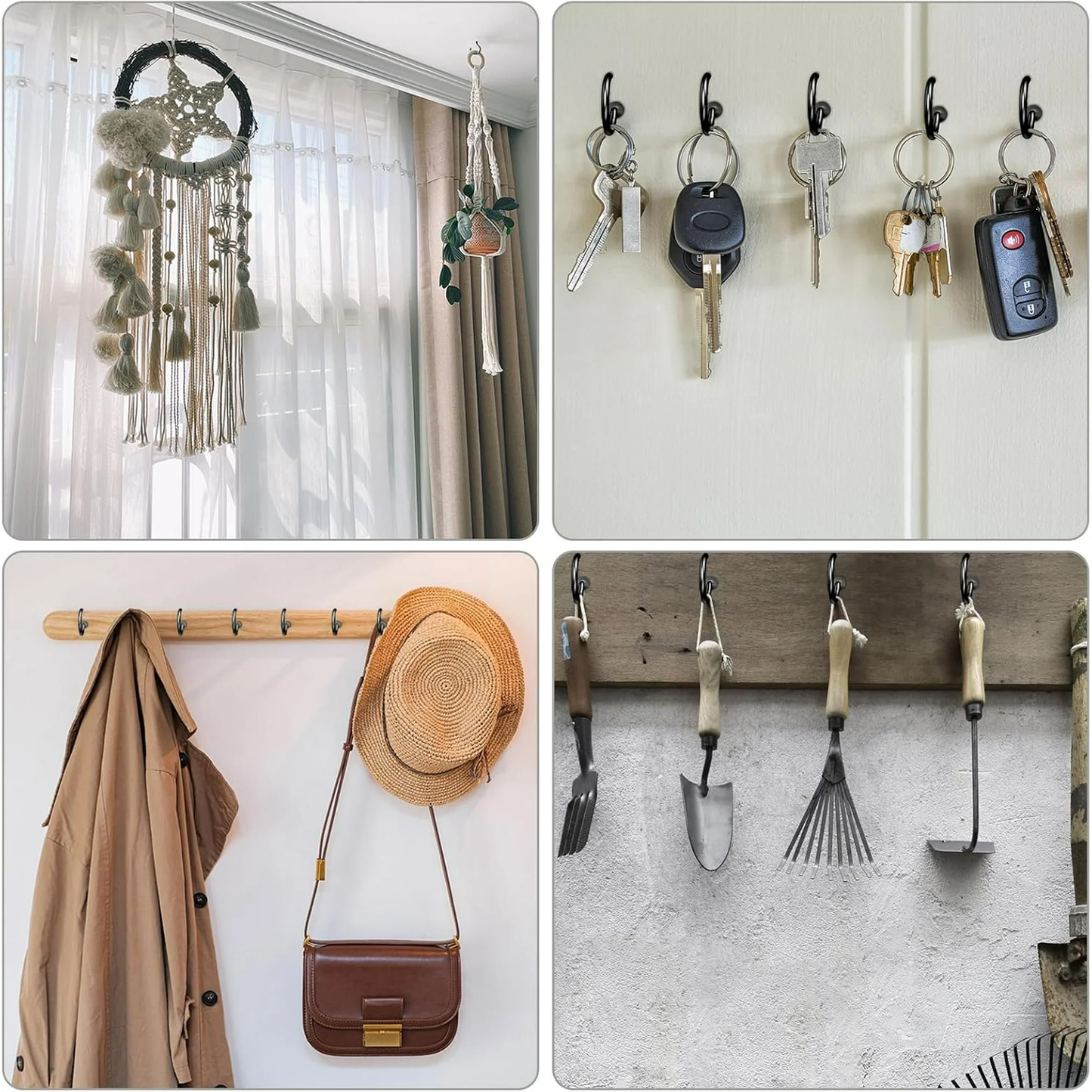 2 Sizes 150 Pcs Screw Hooks Kit,Ceiling Hooks,Hanger Hooks Outdoor Plant Hooks for Outdoor Ceiling Hooks for Hanging,Screw-in Cup Hooks Kit,Black