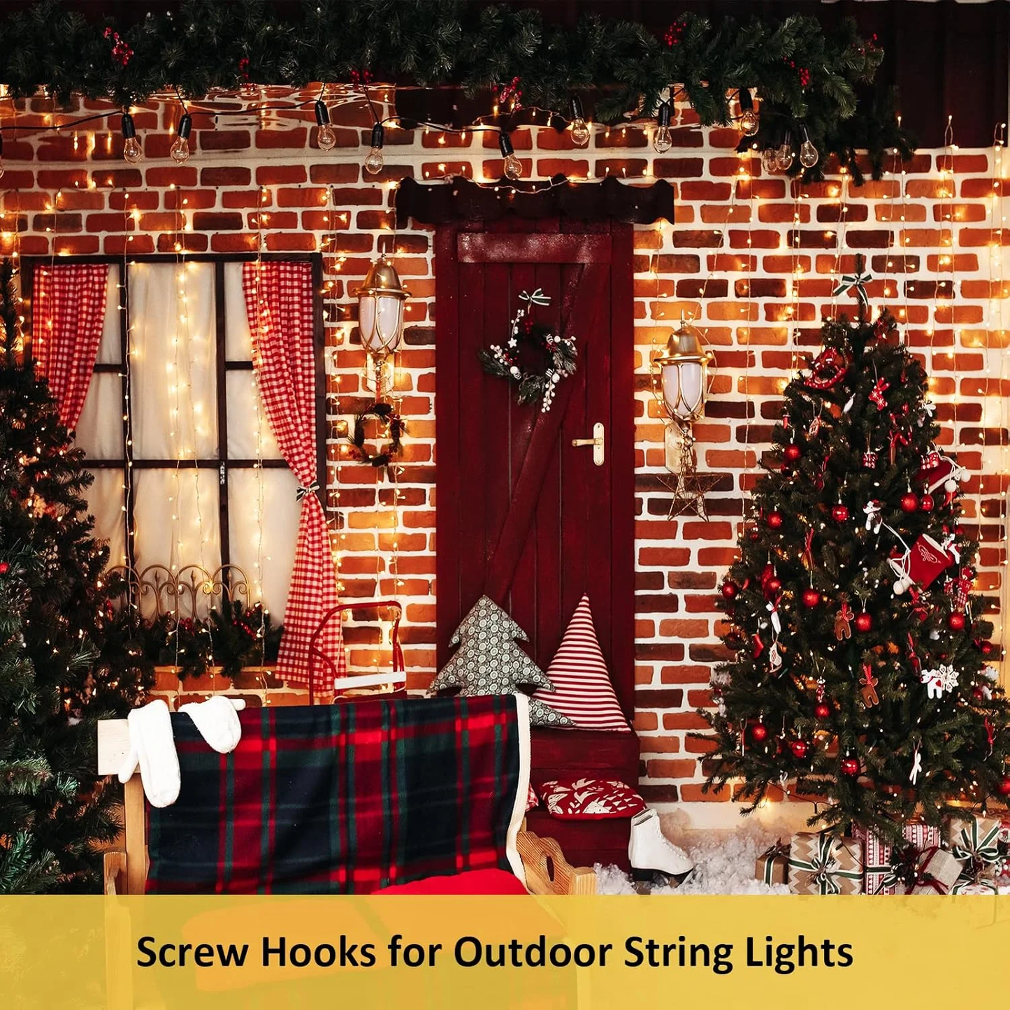 2 Sizes 150 Pcs Screw Hooks Kit,Ceiling Hooks,Hanger Hooks Outdoor Plant Hooks for Outdoor Ceiling Hooks for Hanging,Screw-in Cup Hooks Kit,Black