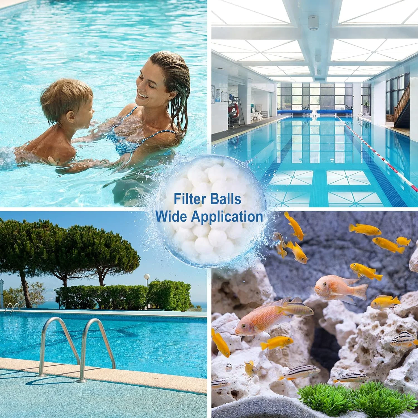 1.76 lbs Pool Filter Balls for Sand Filter, Reusable White Fiber Filter Media Balls, Replace Pool Filter Sand for Aquarium Tank, Pools Sand Filter Systems