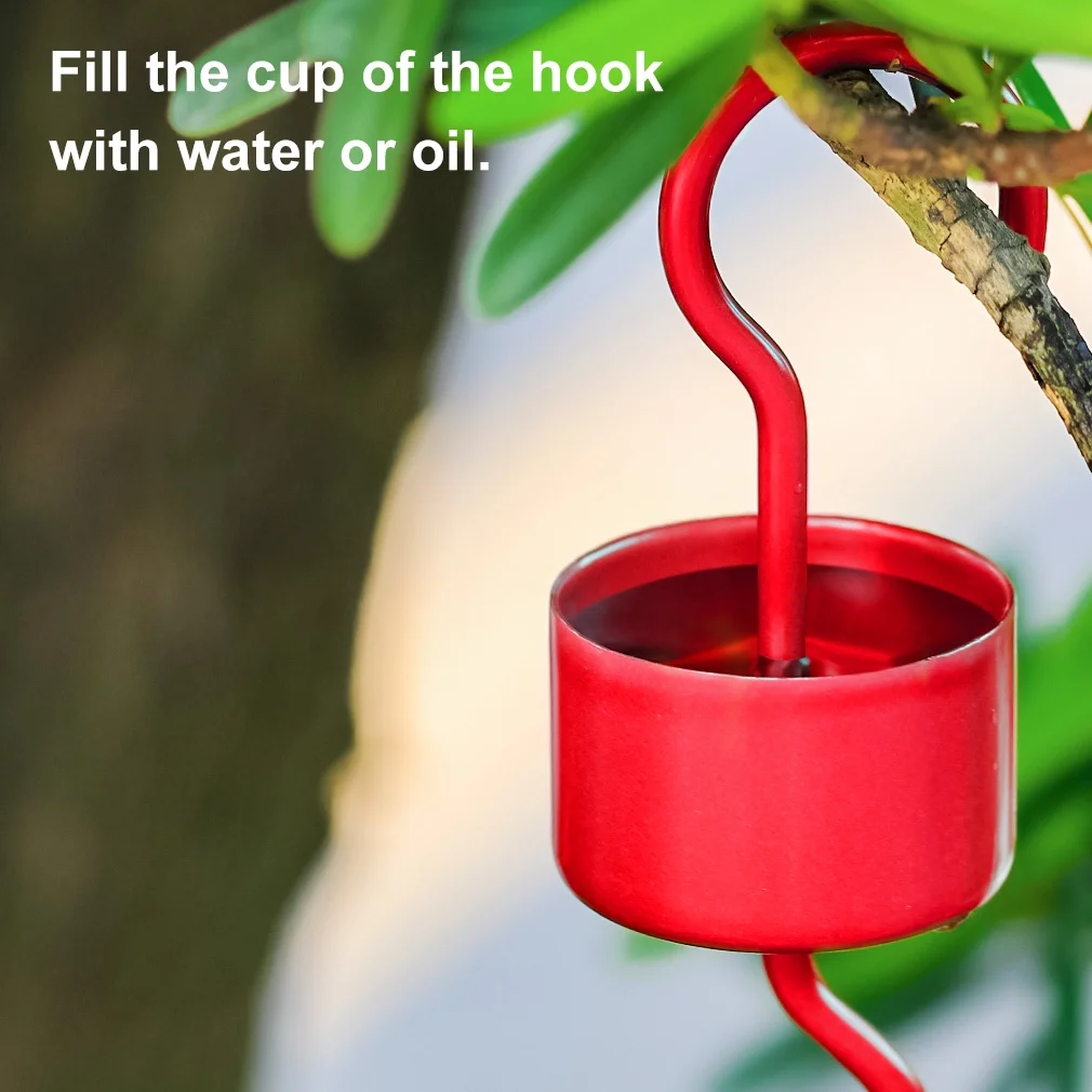 6 pack Ant Moat for Hummingbird Feeders,Red Hummingbird Feeder Ant Guards,Ant Guard Metal Materials,Ant Mote for Hummingbird Feeder with Hanging Chain and Cleaning Brush