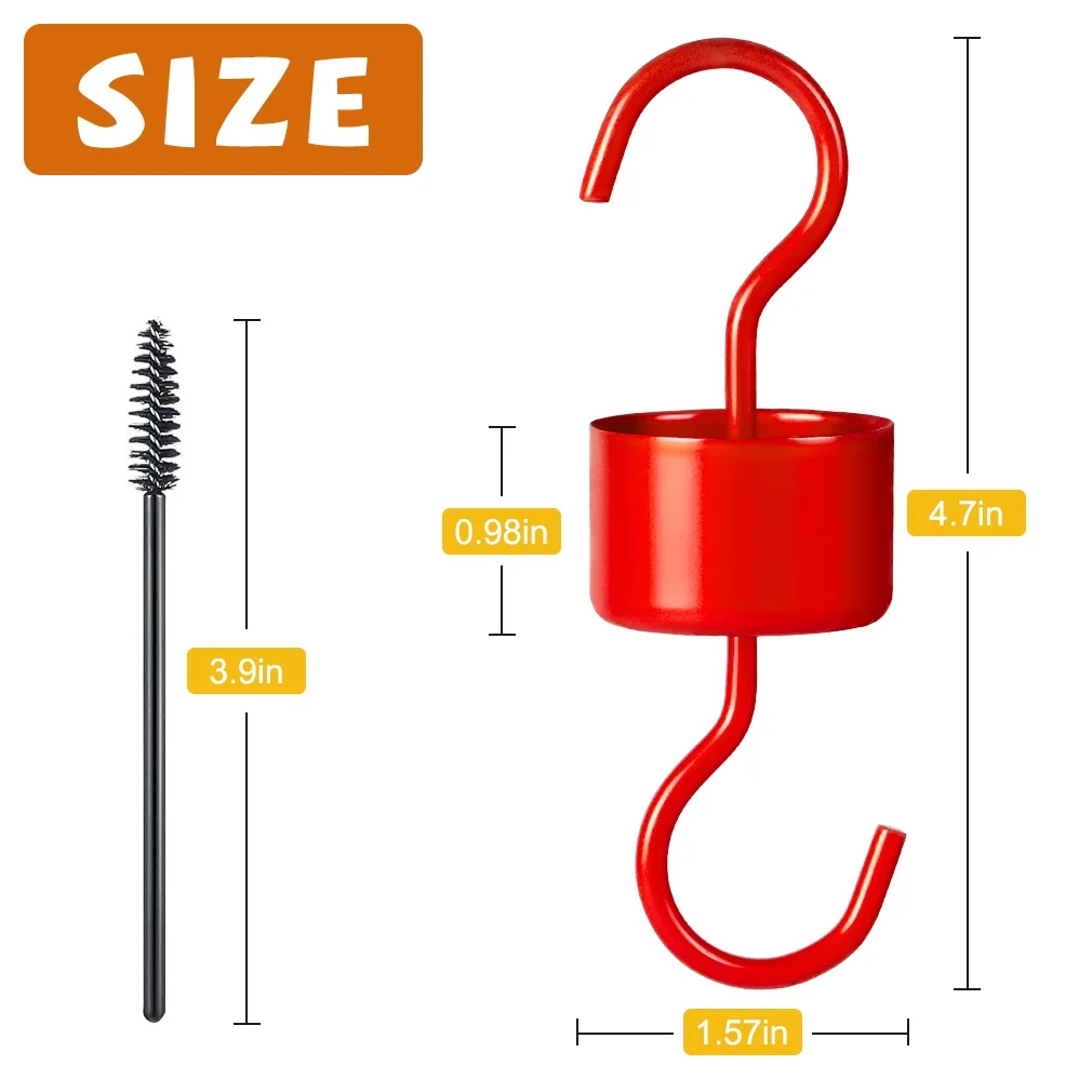 6 pack Ant Moat for Hummingbird Feeders,Red Hummingbird Feeder Ant Guards,Ant Guard Metal Materials,Ant Mote for Hummingbird Feeder with Hanging Chain and Cleaning Brush