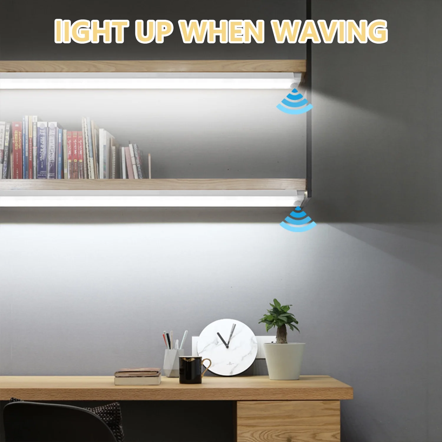 6 Pack LED Under Cabinet Lights,Motion Sensor Light Strip Adhesive Sheet,3 Modes Dimmable Closet Light,Counter Lights for Kitchen Stairs,White,11.81 x 0.78 in