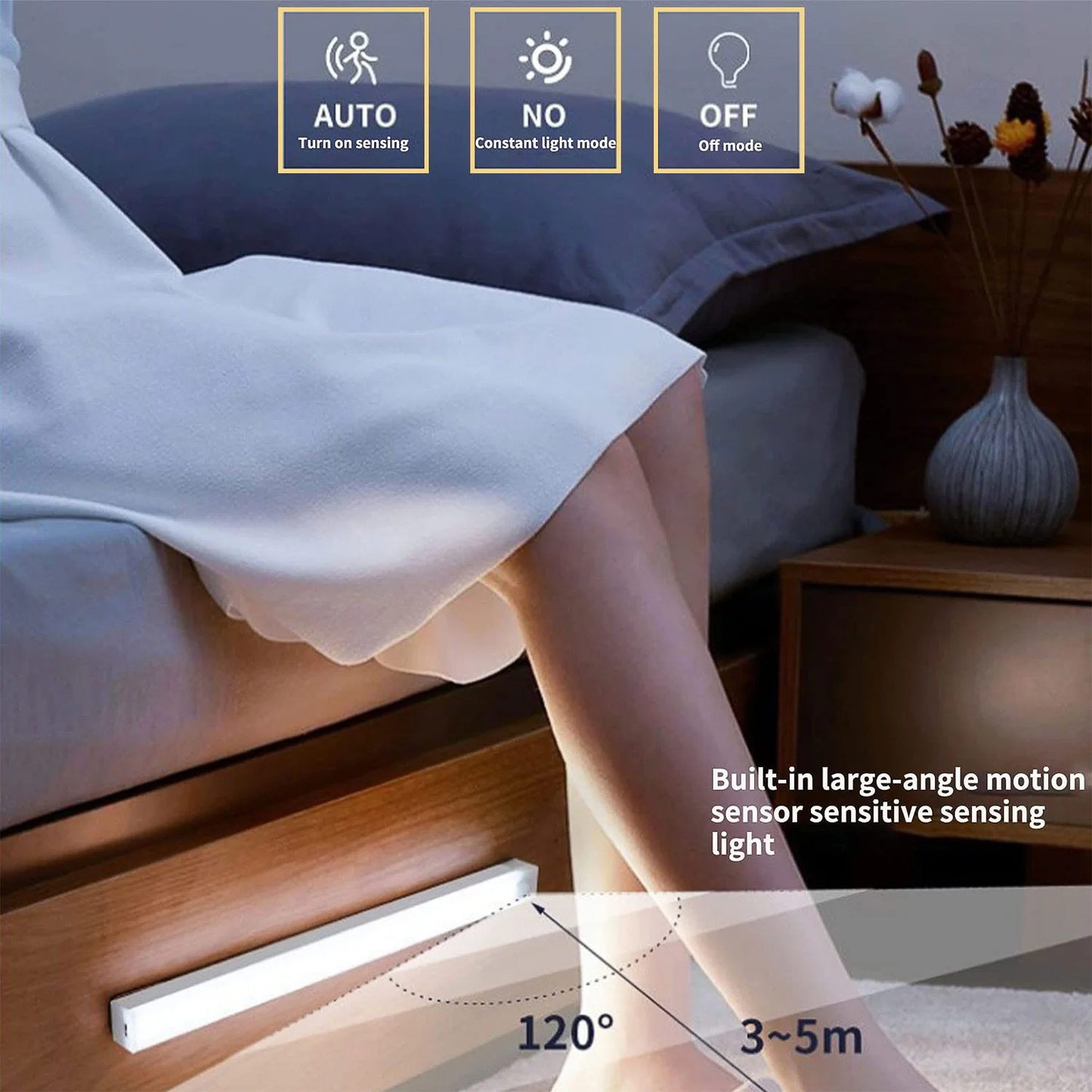 6 Pack LED Under Cabinet Lights,Motion Sensor Light Strip Adhesive Sheet,3 Modes Dimmable Closet Light,Counter Lights for Kitchen Stairs,White,11.81 x 0.78 in