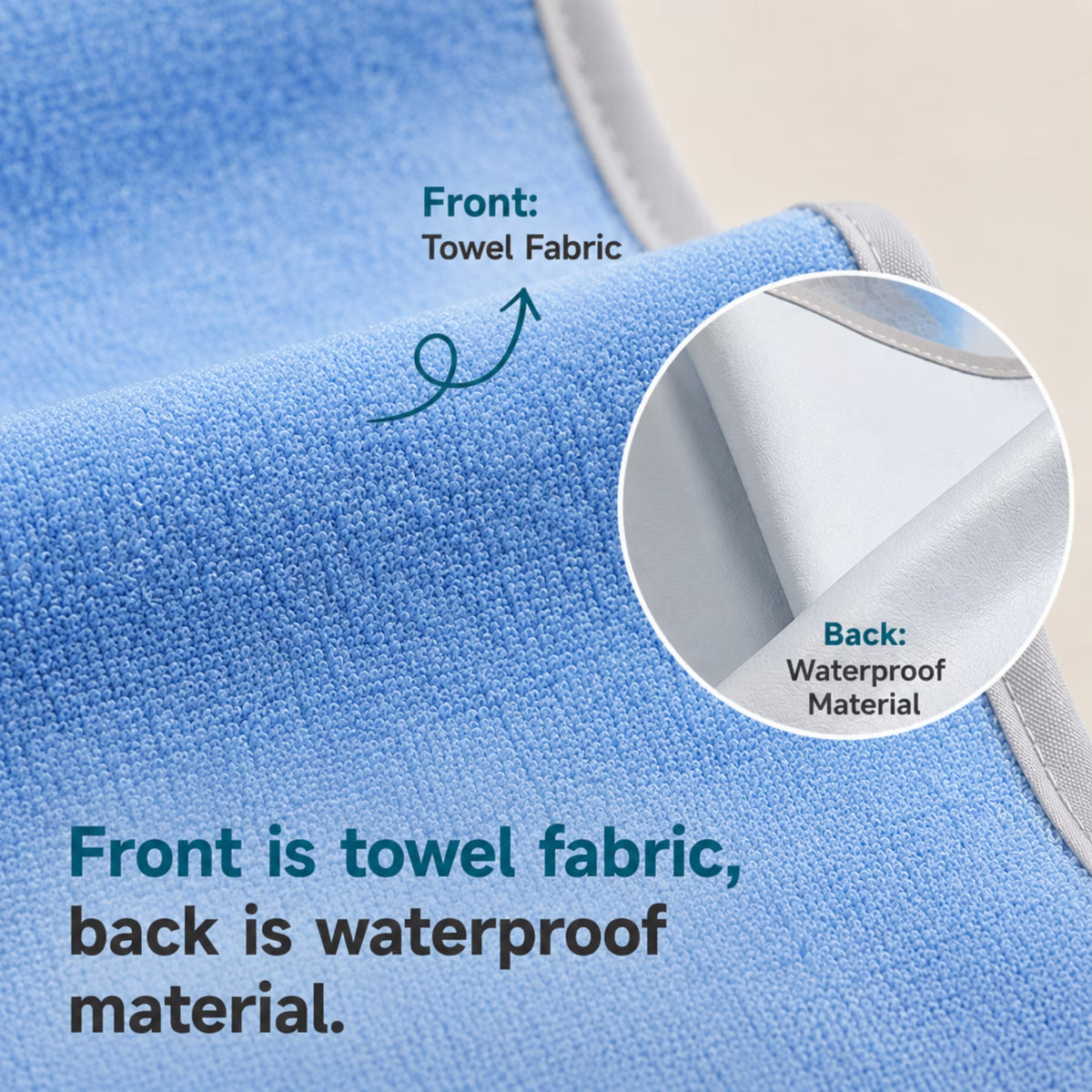 ChrumpTon 3 Pack Adult Bibs for Men and Women, Large Towel Bibs with Waterproof Lining, Adjustable Washable Clothing Protectors with Crumb Catcher, Blue Gray Camel