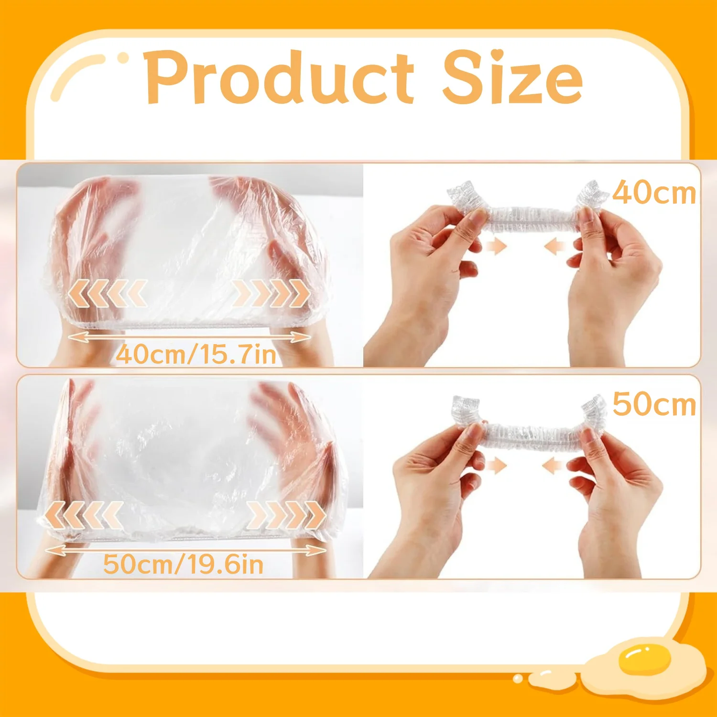 ChrumpTon 300Pcs Plastic Bowl Covers, Disposable Elastic Stretch Food Covers, Two Sizes, Fits Bowls up to 8" & 13", Food Storage, Bread Proofing, Kitchen and Outdoor Use