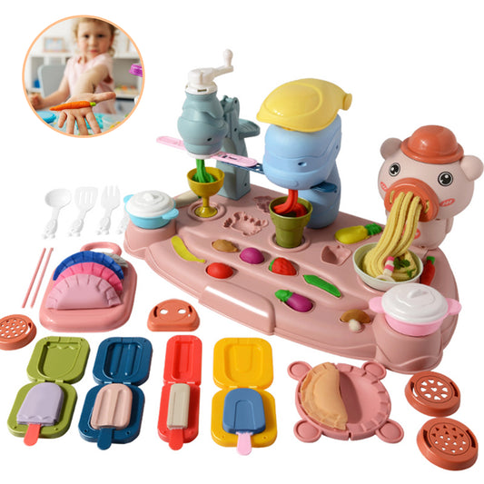 Play Dough Sets for Kids 2-4,Clay Noodle Maker,3 in 1 Noodle Maker Toy,Kitchen Toy Playdough Clay for Making Noodle Cookies,Gift for Girls and Boys