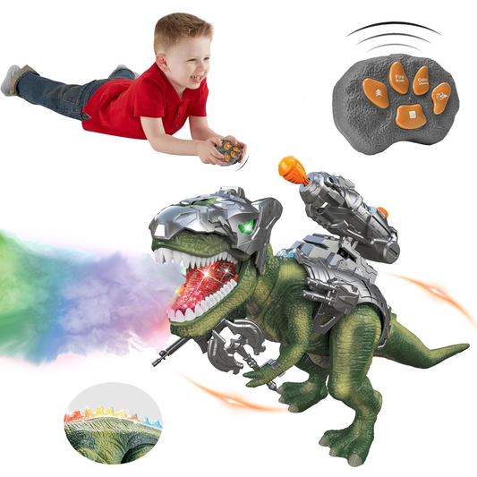 Remote Dinosaur Toys for Kids 5-7 8-12 Year Old,Electronic Walking Dinosaur Toy with Spray & Colored Light & Roar,Wear Mechs and Weapons,Walking T-Rex Toys Birthday Gifts for Kids