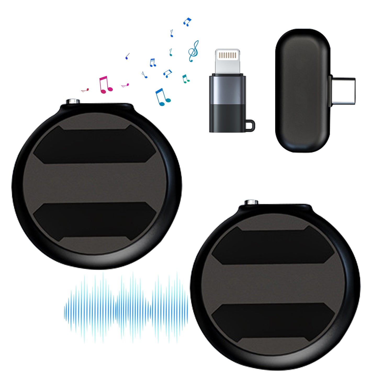 Wireless Rotundity Lavalier Microphone for Phone, Wireless Microphone for Video Recording, Live Stream, Noise Reduction & Plug-Play