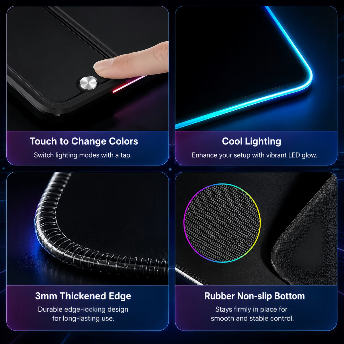 ChrumpTon RGB Gaming Mouse Pad with Wireless Charging 15W,Large Laptop LED Mouse Pad,6 Light Modes Keyboard Pad with Phone Holder & Non-Slip Rubber Base,Waterproof Mousepad
