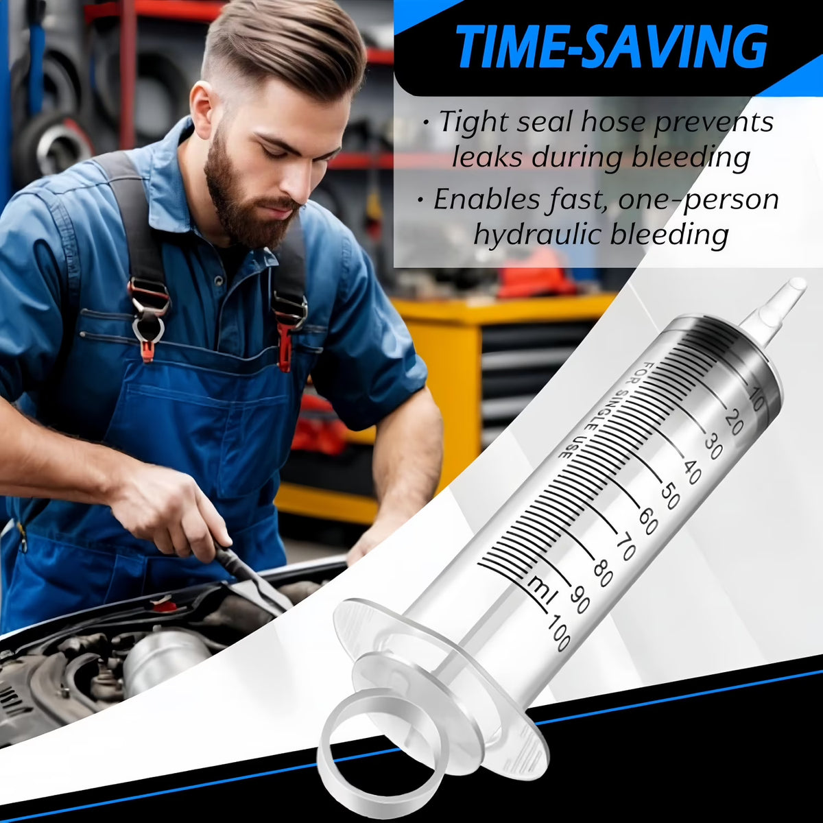 Brake Bleeder Kit with 2 Sets of One-Way Check Valve Brake Bleeder Hoses - for Motorcycle Brake System Repair & Maintenance
