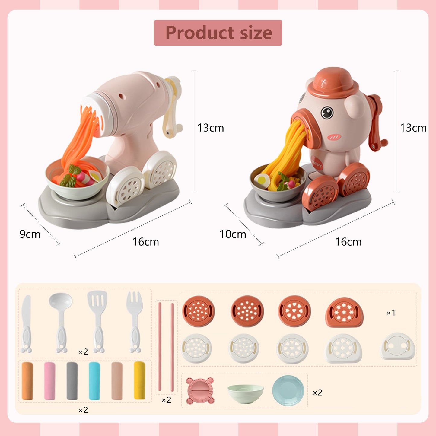 Playdough Sets,Noodle Maker Play Clay Sets with 2 Clay Noodle Makers and 47 Models of Kitchen Utensils,Arts Crafts Kit Christmas Birthday Gift for Kids Age 6-12