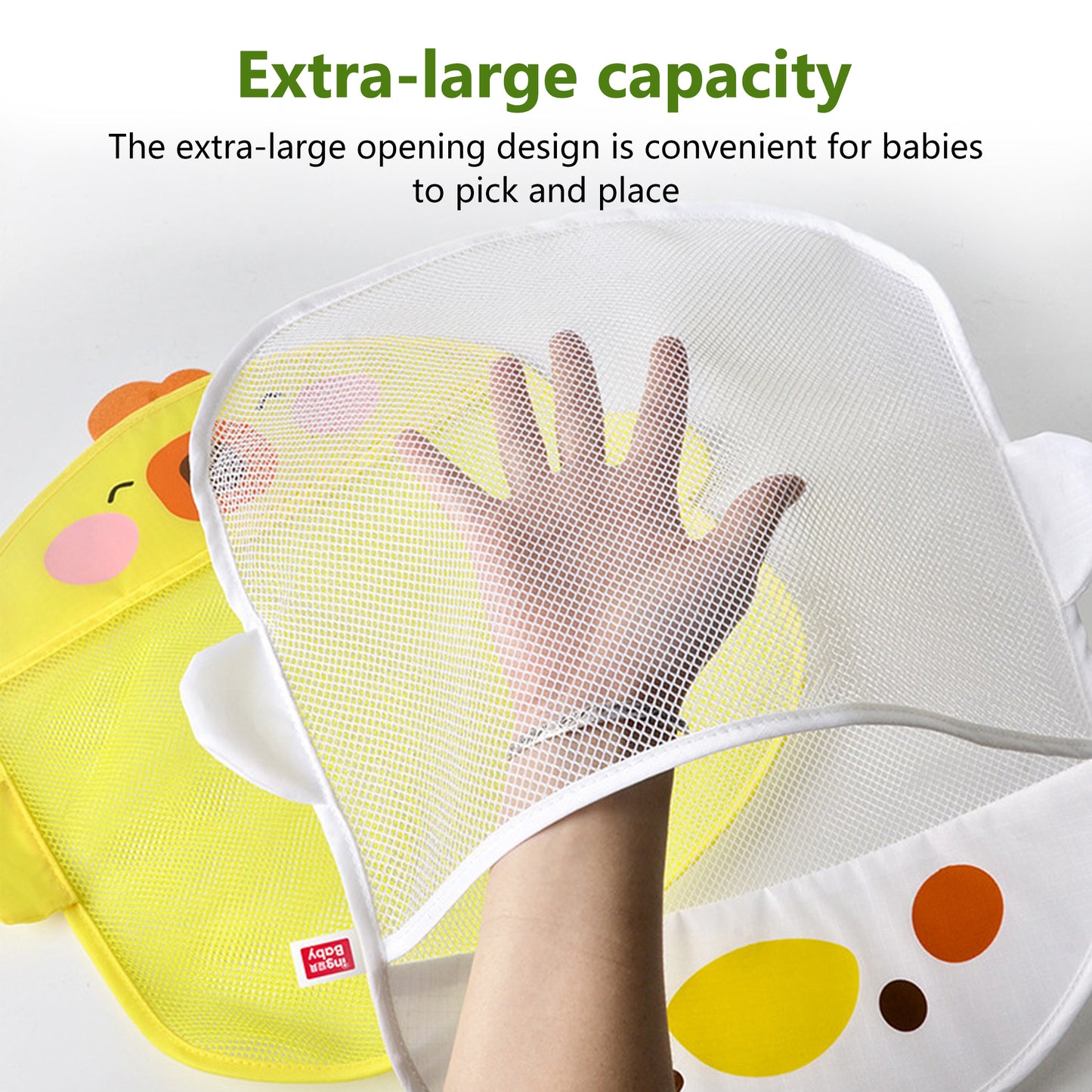 Bath Toy Storage x 3 + 6 Ultra Strong Suction Cups,Baby Bath Toy Organizer for Bath,Animal-shaped Mesh Bag and 36 Alphanumeric Toys,For Kids & Toddlers