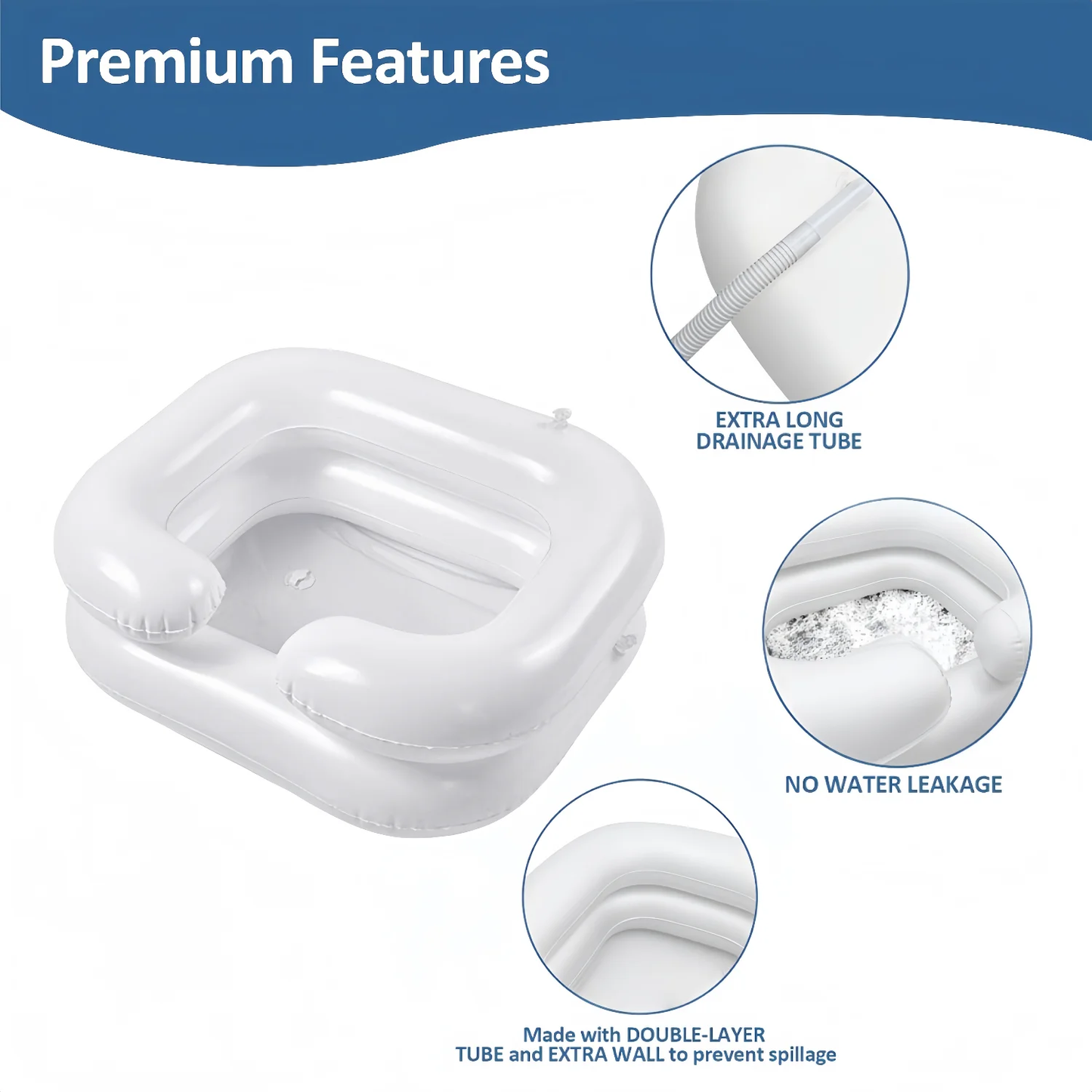 Inflatable Hair Wash Basin,Portable Shampoo Bowl with Hand Pump and Hair Towel Wrap,for Injured,Elderly,Bed-Bound,Handicapped
