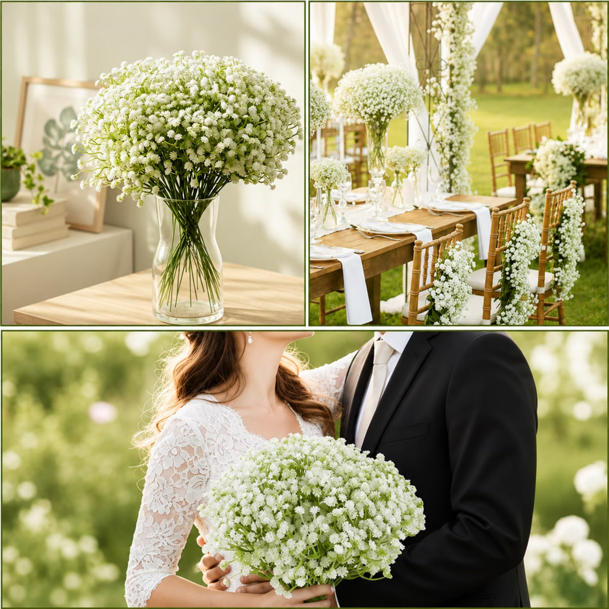 ChrumpTon 80 Pcs Baby's Breath Artificial Flowers, 11.8 Inch Real Touch Gypsophila Stems, Bulk Faux Flowers for Wedding Decor, Party Decorations, Home Centerpieces (Vase Not Included)