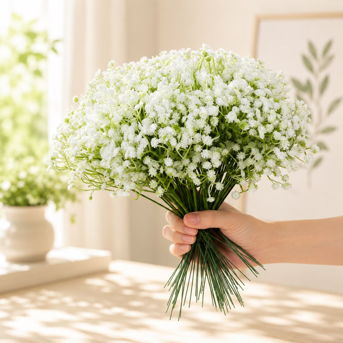 ChrumpTon 80 Pcs Baby's Breath Artificial Flowers, 11.8 Inch Real Touch Gypsophila Stems, Bulk Faux Flowers for Wedding Decor, Party Decorations, Home Centerpieces (Vase Not Included)