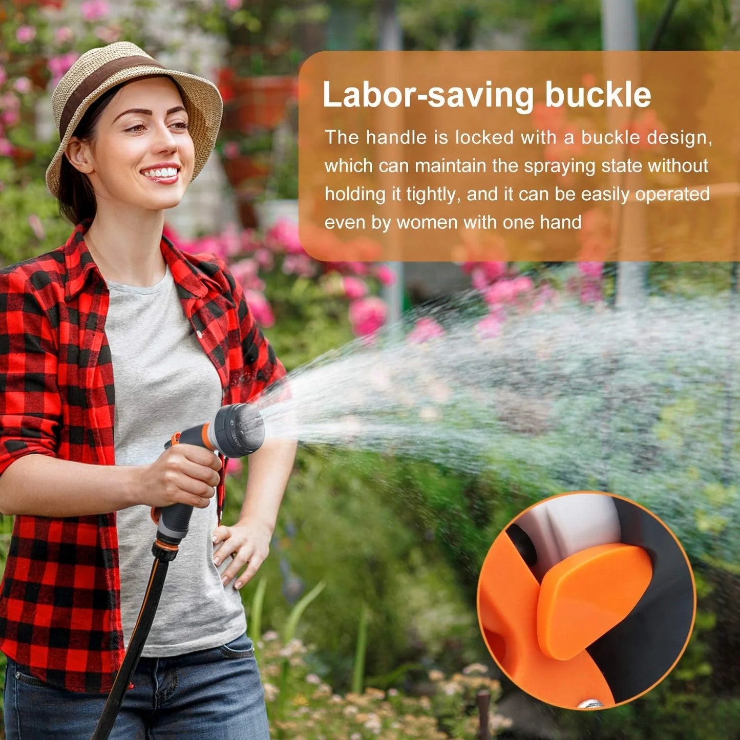 2 Pack Garden Hose Nozzle, Heavy Duty Water Hose Nozzle with 8 Spray Patterns, High Pressure Hose Sprayer with Flow Control for Flowers, Lawn, Car Wash and Pet Bath