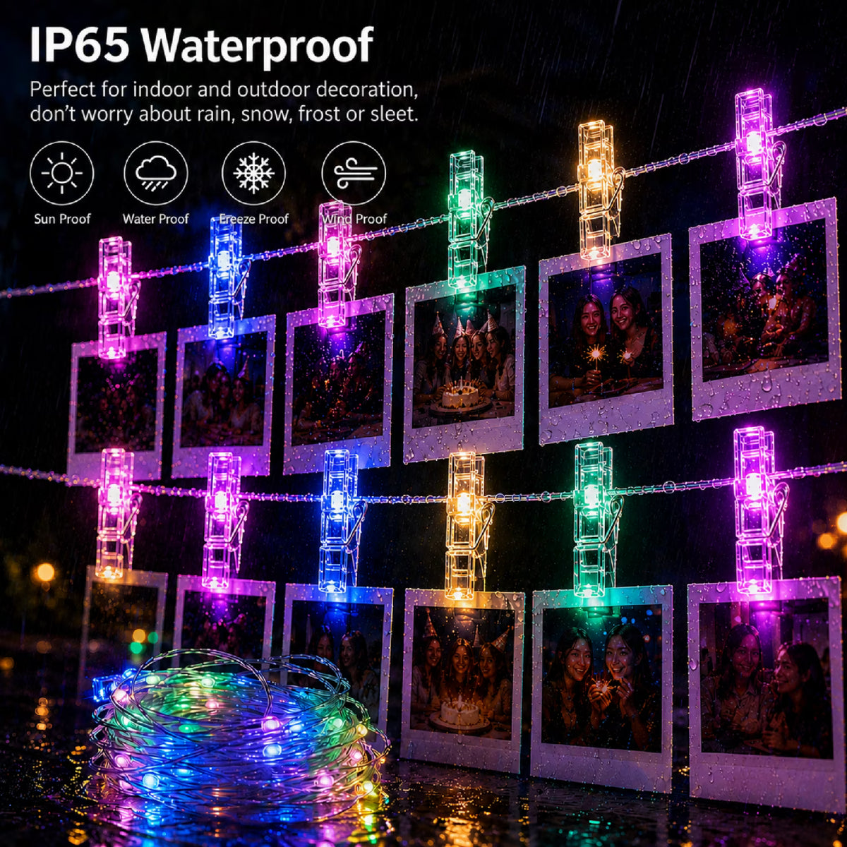 100 LED Photo Clip String Lights, 33FT Fairy Lights for Pictures, USB Photo Hanging Lights with Remote & App Control, Waterproof Picture Lights with 100 Clips for Room Decor