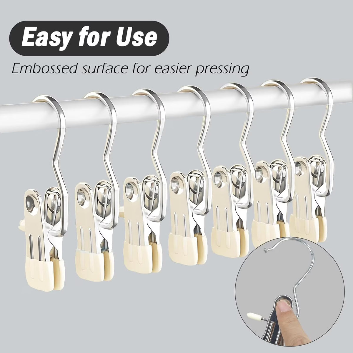 ChrumpTon 50 Pcs Boot Hangers Clips,360° Rotating Heavy Duty Pants Hangers Hanging Hooks Clip for Home & Travel,No-Slip Metal Towel Clips,Clothespins Clip Hangers for Hats Socks Gloves