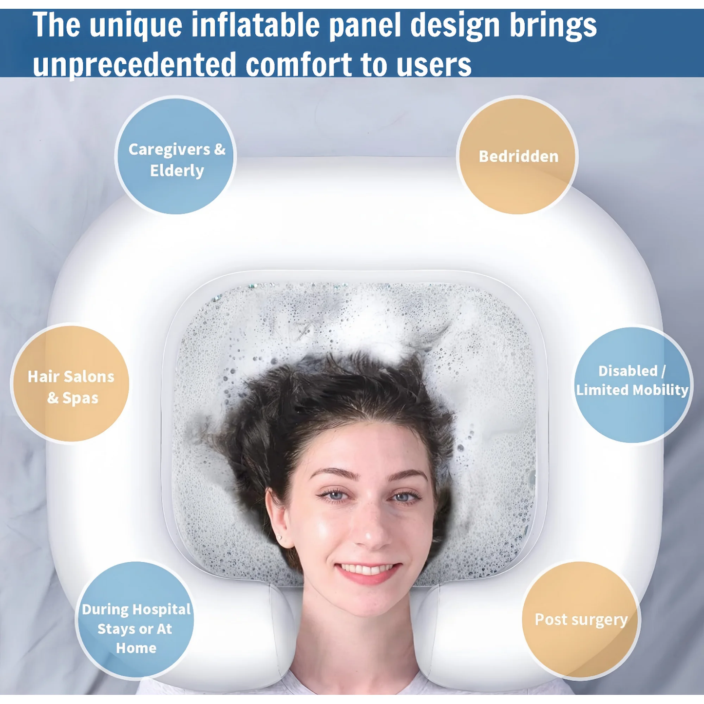 Inflatable Hair Wash Basin,Portable Shampoo Bowl with Hand Pump and Hair Towel Wrap,for Injured,Elderly,Bed-Bound,Handicapped