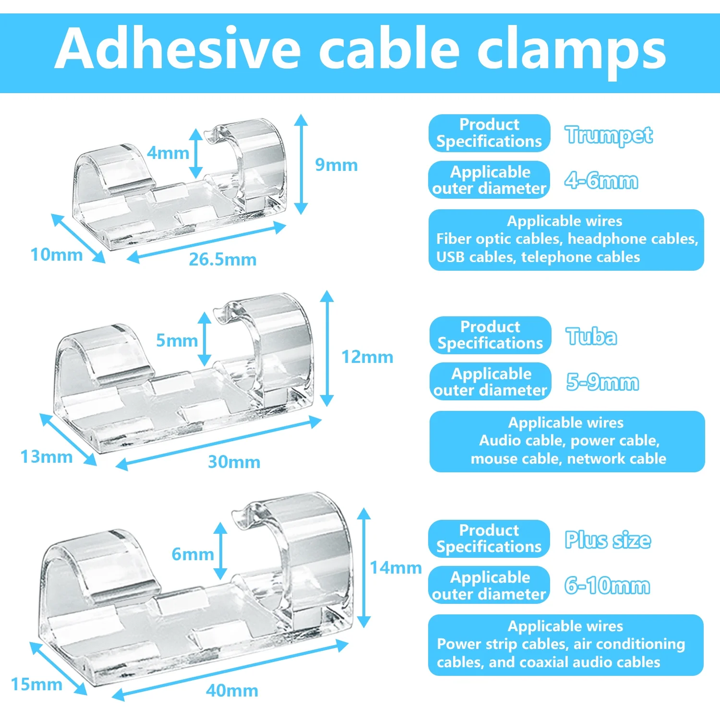 148 Pcs Adhesive Cable Clips & String Lights Clips,Wall Wire Clips 40 Small,60 Large,48 Extra Large,Strong Clear Cord Organizer Cable Management Under Desk,Car,PC,Christmas Light Indoor Outdoor