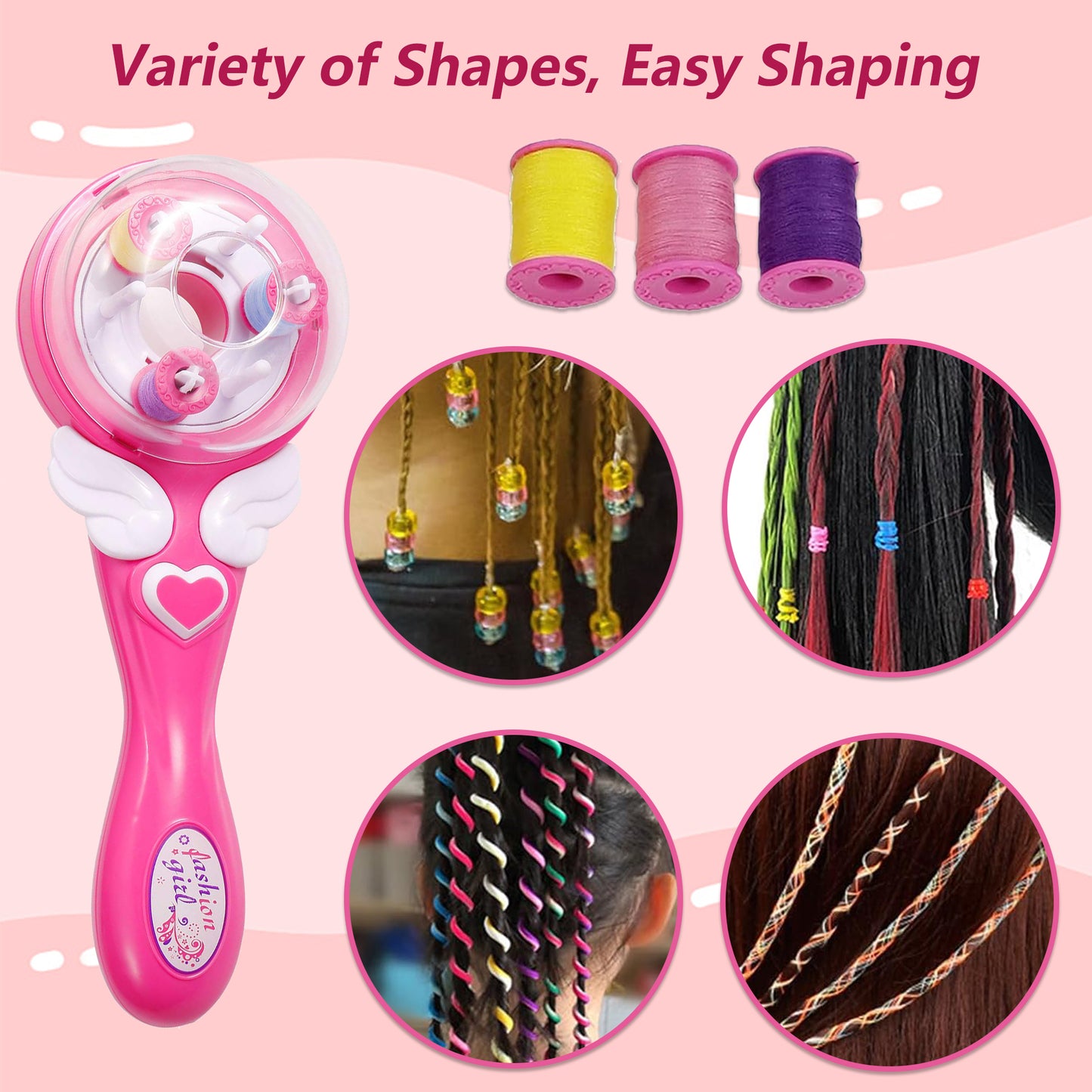 Automatic Hair Braider,Hair Braider Tool,Electric Hair Braider for Girls with Deluxe Material Pack,Suitable for Girls'Hairstyling，Pink
