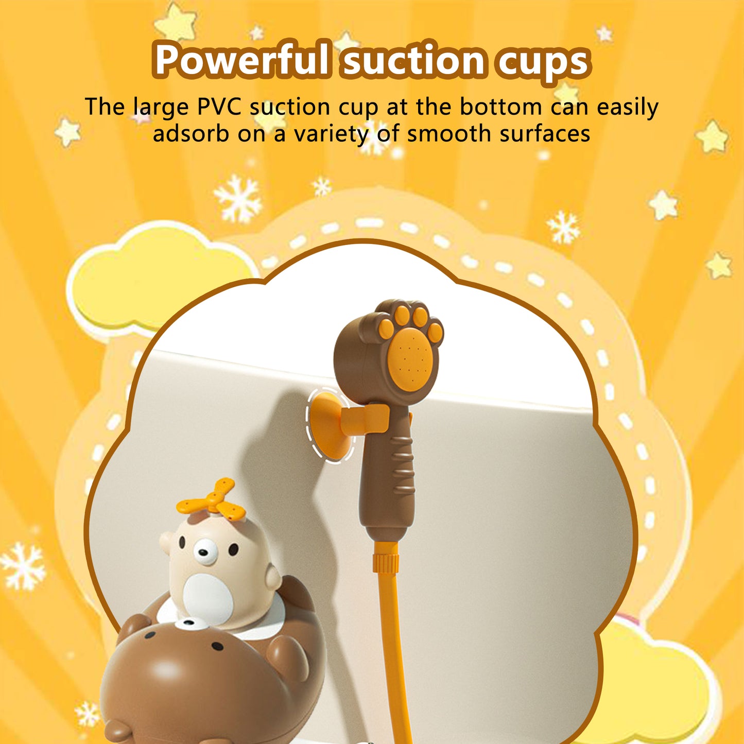 Baby Bath Shower Head，Bath Shower Toy，Bear Shower Head，Mother Bear and Four Little Bears，Practical Bath Toys for Babies 6-12 Months