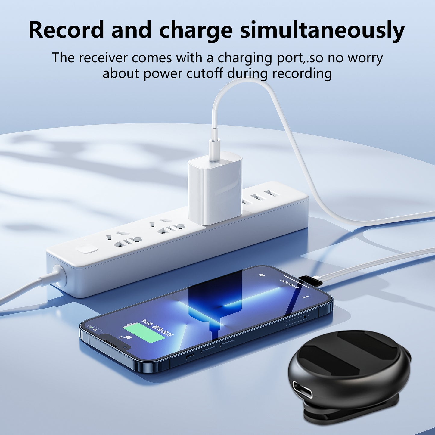 2 Pack Round Wireless Microphone for All Models of Mobile Phones,Noise Reduction Lapel Wireless Phone Mics for Recording and Video,Clip on Mic