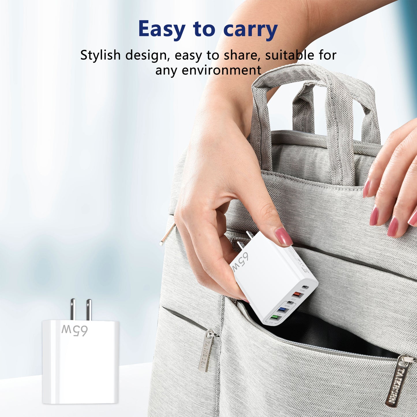USB C Wall Charger,65W Fast Charger 2 Pcs,6 Port Power Adapter,Suitable for Multi-model Mobile Phones,Tablets,Computers