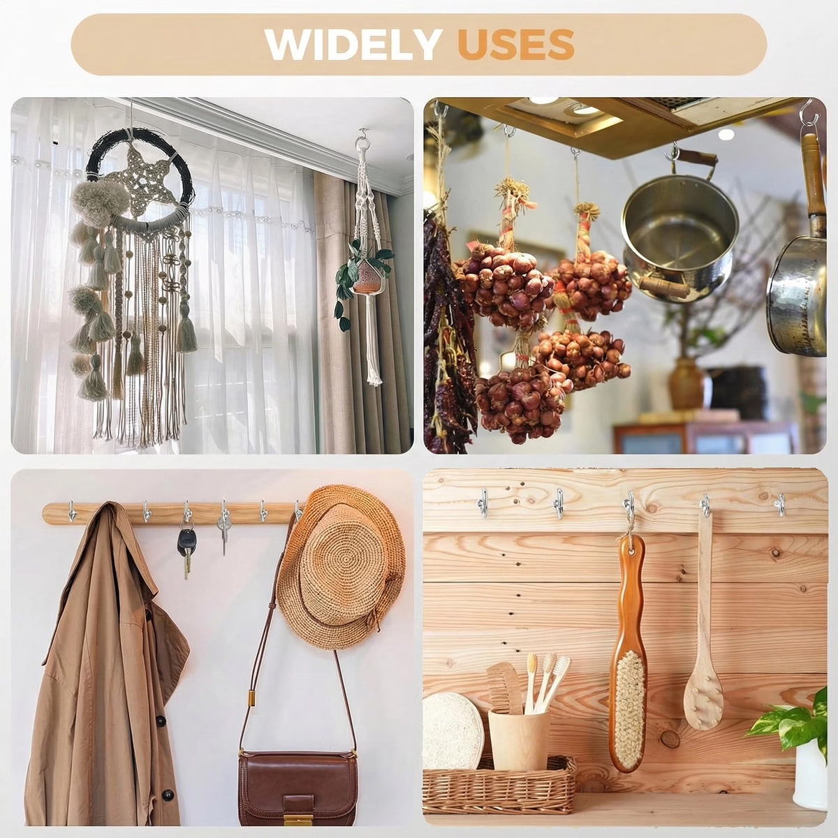 150 Pcs Silver Screw Hooks, Screw in Hooks, 2 Sizes Cup Hooks, Ceiling Hooks for Hanging Plants, String Lights, Kitchen Use, 1 Inch and 1-1/2 Inch